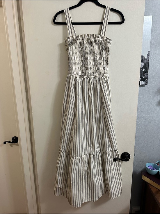 GAP Dresses & Skirts - Striped Smocked Midi Sundress in Cream and Charcoal